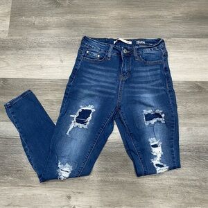710 !iT Helena high rise skinny ankle Blue Distressed Women Jeans